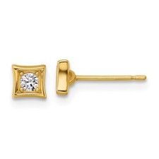14k Yellow Gold Polished CZ Square Post Earrings Tiny