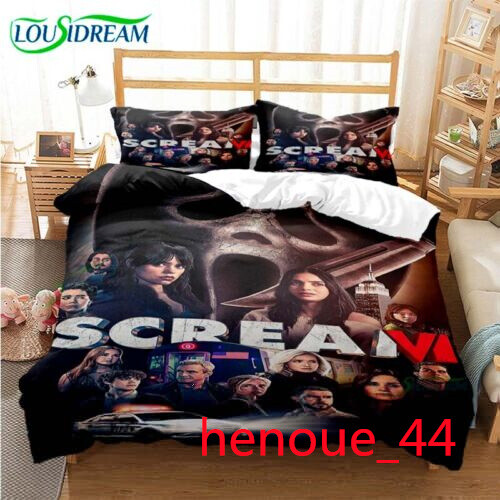 Set piumone trapuntato viso fantasma urlo 3D set biancheria da letto federa regalo Regno Unito - Foto 7 di 45