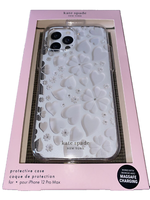 Kate Spade Phone Case iPhone For 12 Pro Max Heart & Flowers- White