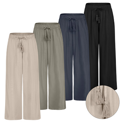Damen Luftige Sommerhose Freizeit Weit geschnitten Stoffhose Musselin