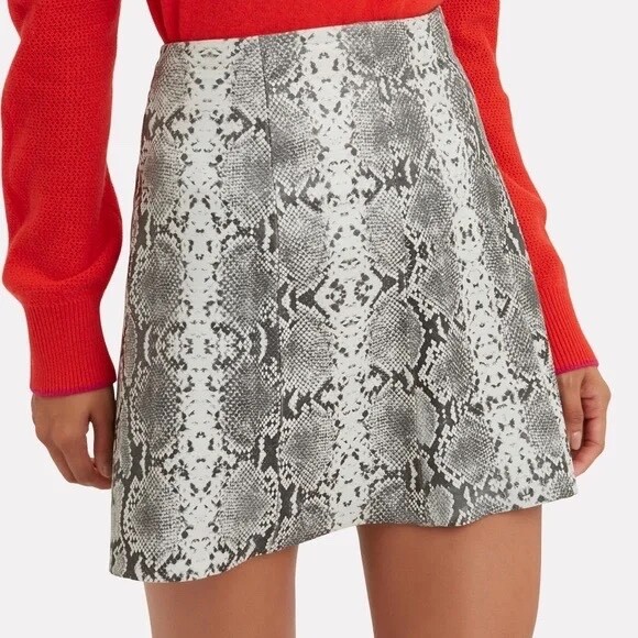 VEDA Gray Snakeskin Leather Mini Skirt Size 4