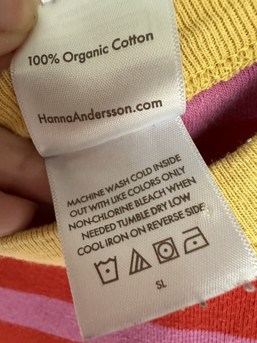 EUC HANNA ANDERSSON SHORT JOHNS PAJAMAS SZ 120 US 6-7 Red Pink Stripes - Picture 5 of 9