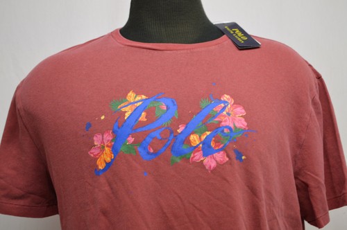 New Polo Ralph Lauren Men's Floral Print Short Sleeve T-Shirt Red Size Large - Picture 2 of 7