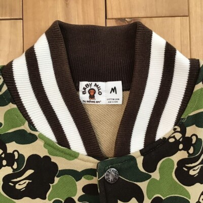 BAPE Milo ABC camo green sweat varsity jacket A Bathing Ape Size M