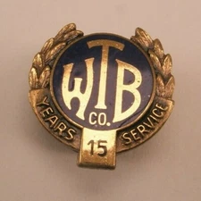 WTB Company 15 Year Vintage SMALL Screw Back Lapel Pin Tie Tack o29