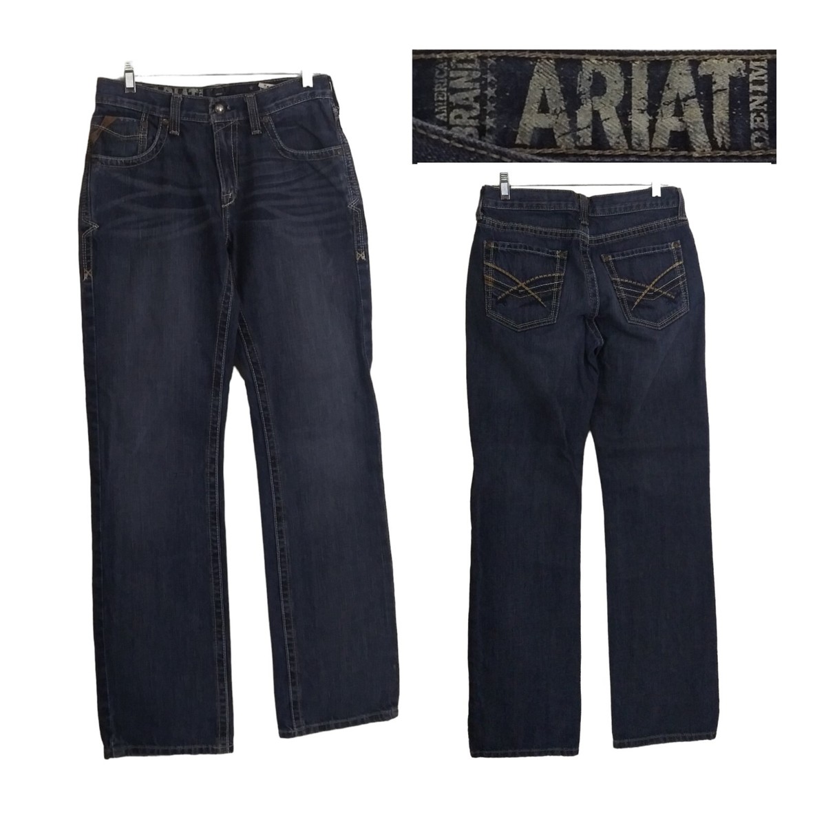 Ariat M5 Slim Straight BUFFALO Button Cotton Blue Denim Jeans