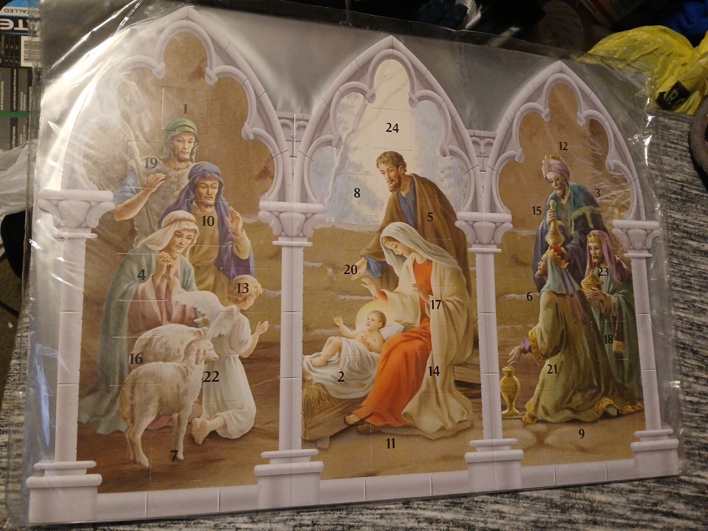 12 Pack Triptych Standing Nativity Advent Calendar, 15-1/2" W x 11-1/4 ...