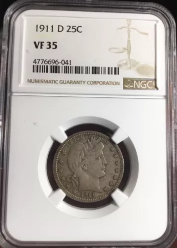 1911-D Barber Quarter NGC VF35