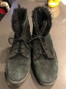 Botas Ugg para mujer Negro Gamuza Tobillo Con Cordones Forro De Piel De  Cordero Doble hacia abajo Snap Talla 8 | eBay
