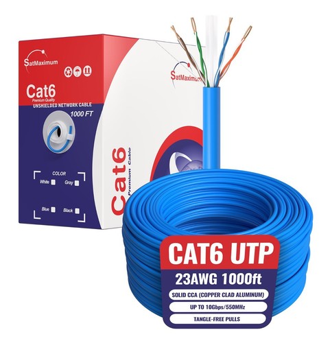 1000FT CAT6 Blue UTP Solid Ethernet Cable 23AWG RJ45 LAN Network Bulk Wire - 第 1/8 張圖片