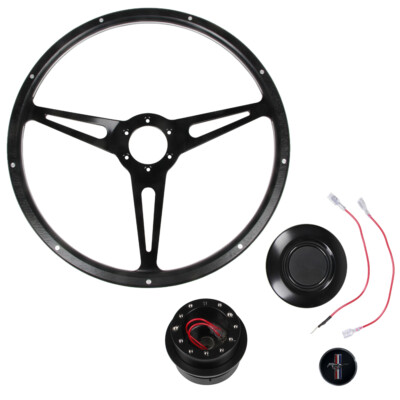 CJ Classics Steering Wheel Kit Black Forest Woodgrain 15  6-Bolt Slotted Spok...