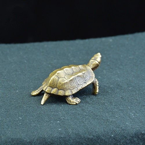 Brass Vintage Turtle Figurine Statue Animal Figurines Toys Desktop Decoration - Picture 3 of 6
