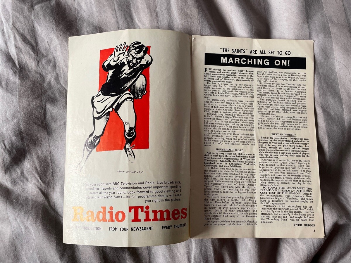 1966 ST HELENS V WIGAN CHALLENGE CUP FINAL WEMBLEY RUGBY LEAGUE PROGRAMME