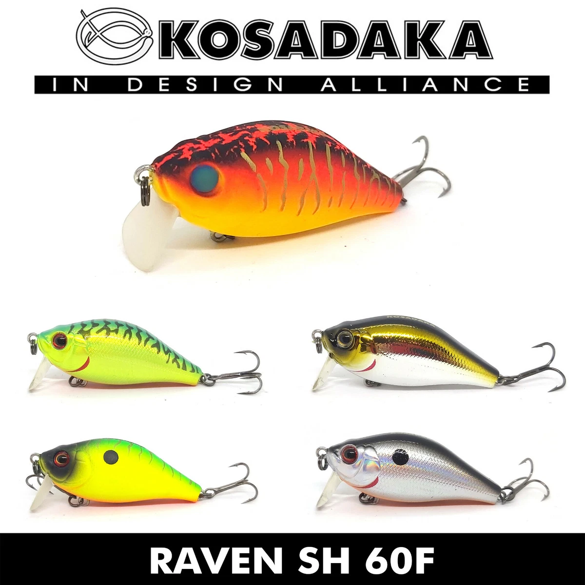 KOSADAKA PHANTOM RAVEN SH 60F FLOATING FISHING HARD CRANK BAIT LURE 60mm