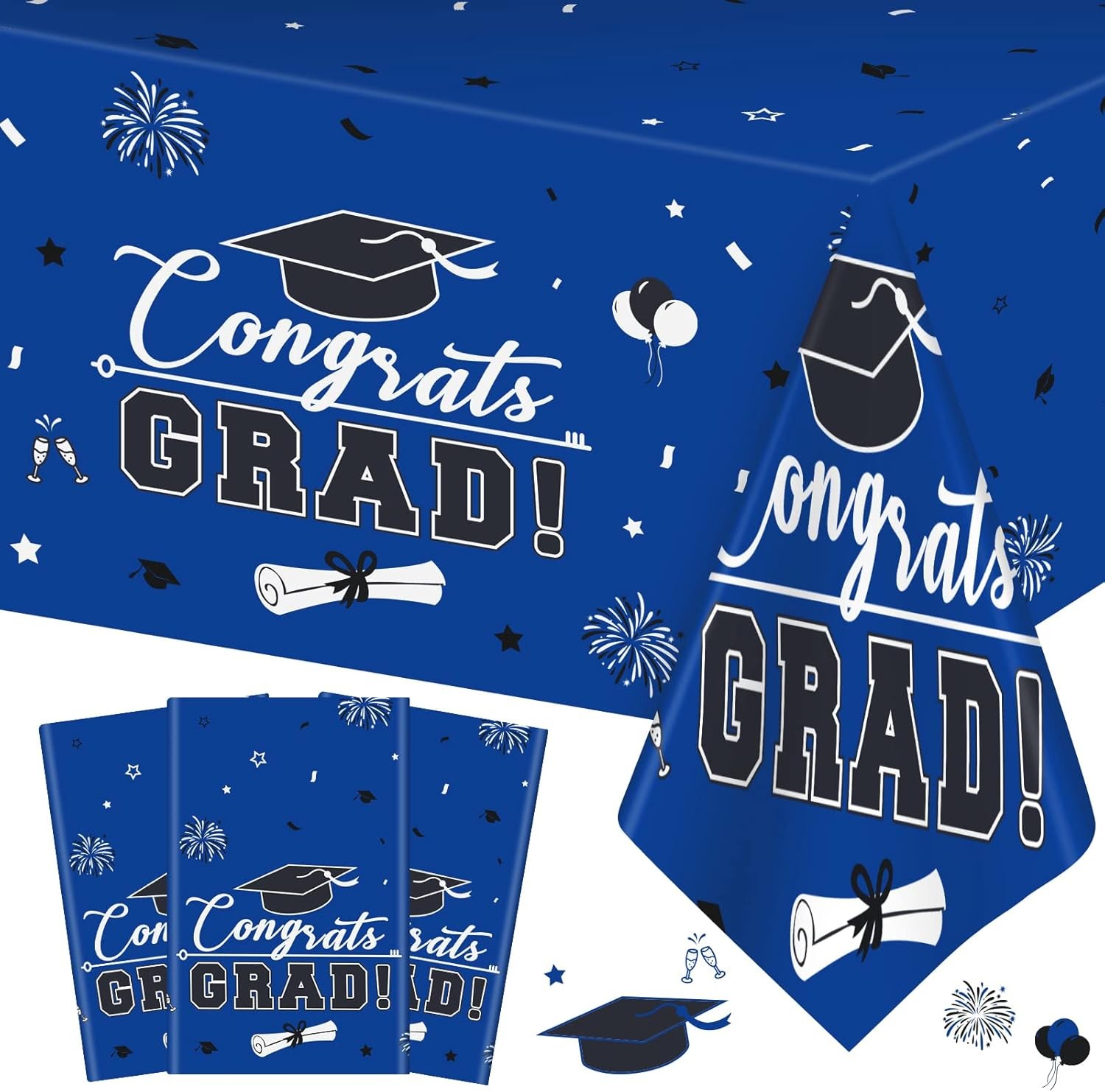 3 Pcs Graduation Tablecloth - Congrats Grad Table Cloth for 