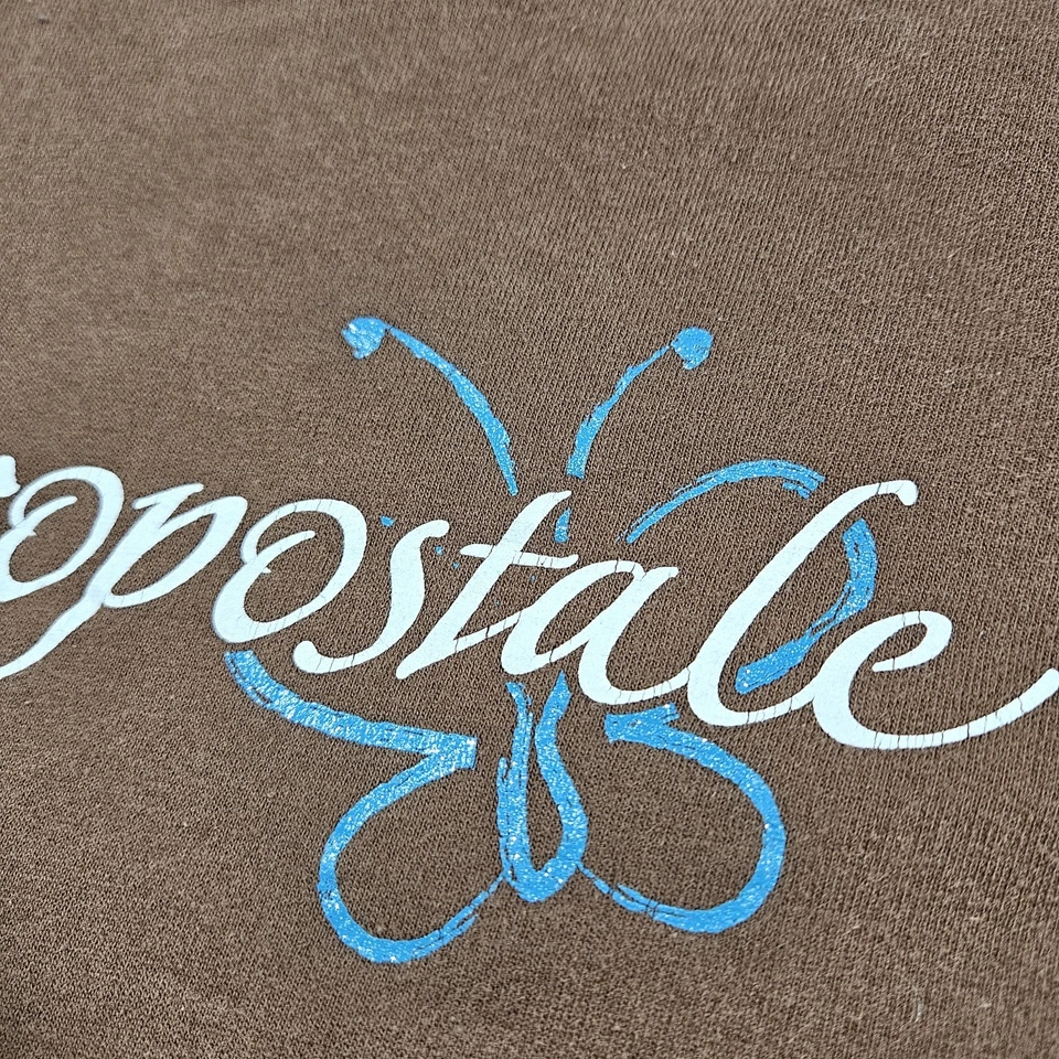 Vtg Aeropostale Hoodie Womens XL Brown Butterflies Y2K Grunge Skater Punk Preppy - image 4 of 4