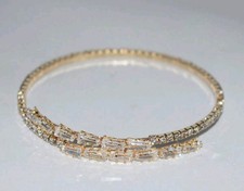 Cubic Zirconia Decorated Open Cuff Bracelet,
