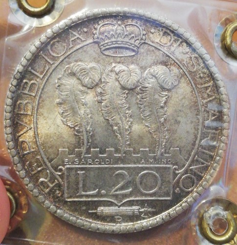 SAN MARINO - 20 LIRE 1935 - FDC ECCEZIONALE - PERIZIATA CAVALIERE - PATINA SUPER - Foto 2 di 10