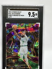 2023-24 Panini Select #222 Jaylen Brown Purple Cracked Ice Prizm/99 Pop1 SGC 9.5