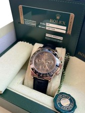 Rolex Daytona Cosmograph Ceramic Bezel Crocodile Strap Rose Gold Watch 116515LN 19