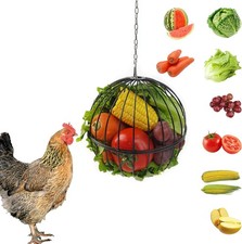 Hanging Chicken Feeder 7.1 Inch Large Iron Chicken Veggie Treat Ball Sturdy