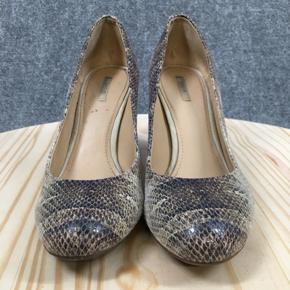 Geox Respira Zapatos Mujer 40 Marie Claire Bomba Beige Piel de Serpiente Informal Tacones Cono Foto 4 de 4