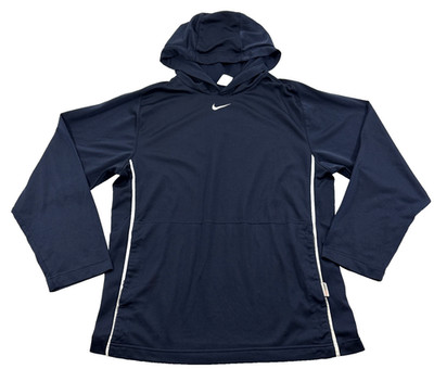 Nike Hoops Hoodie Mens M Blue Center Swoosh Basketball Sweatshirt Y2K VTG EUC