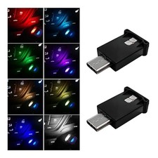 2PCS USB Type C LED Ambient Light, 8 Colors RGB Dynamic Atmosphere Lamp 2Pcs