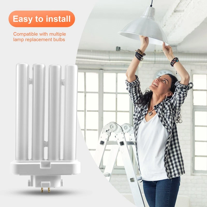 220V 27W 4 Pin Rows 6500K -H Quad Tube Compact Fluorescent Lamp Light Bulb I8C6 - Image 2 of 4