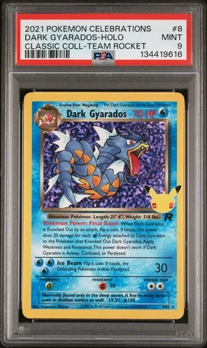 2021 POKEMON CELEBRATIONS CLASSIC COLL #8 DARK GYARADOS-HOLO PSA 9