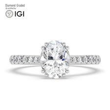Oval Diamond Engagement Ring Platinum Labgrown 1.80 Ct Solitaire