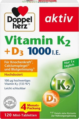Doppelherz Vitamin K2 D3 1000 I E 120 Mini Tabletten Knochen