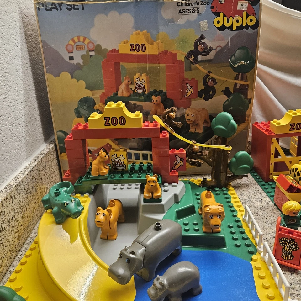 4 Conjuntos de Lego DUPLO Vintage 2661 2664 2666 2668 ZOOLÓGICO INFANTIL Selva COMPLETO - Imagem 2 de 4