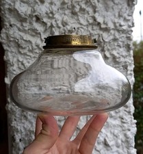 Victorian Hinks Stumpy Clear Glass Oil Lamp Font/Base, Bayonet Collar