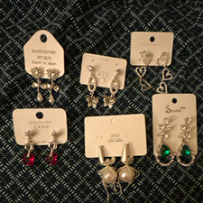 Amy Jewelry Shubh Women's 6pc 925 Silver Tone Crystal Drop Earrings