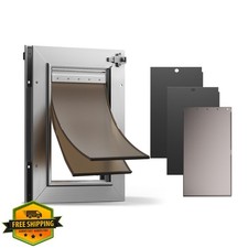 VOSOIR Aluminum Cat Door Small Dog Door Magnetic Flaps 2 Panels Up to 22Lb