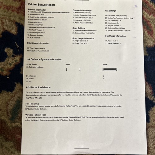 HP Officejet 4630 All-In-One Inkjet Printer +Scan+Copy+WiFi - Only Prints Black - Picture 5 of 7