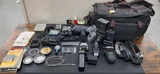 Large Lot of Vintage Camera Equipment w/ Carrying Bag