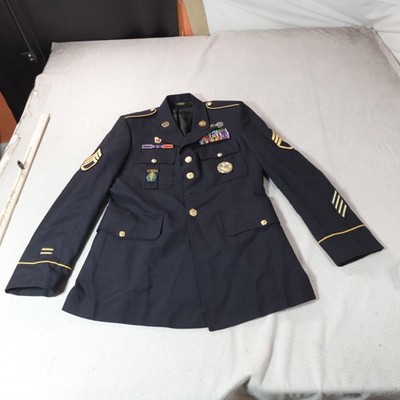 Army Dress Uniform Jacket Mens 40 R Black US Medals USA Sewell Clothing  Coat | eBay
