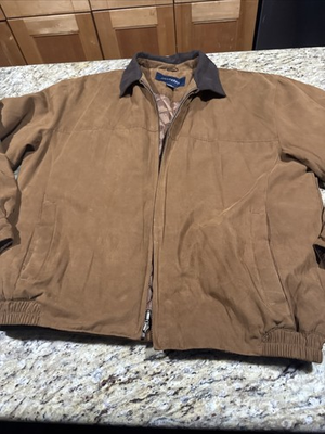 #ad Aberdeen Collection Jacket Men’s Large Coat Full Zip Brown Front Pockets Cpix $22.40