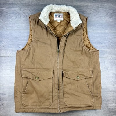 WP Weatherproof Workwear Heritage Canvas Quilted Lined Duck Vest Men Large Brown