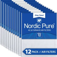 Nordic Pure 14x20x 1/2 Half Inch Ring Panel MERV 12 Furnace Air Filters 12 Pack