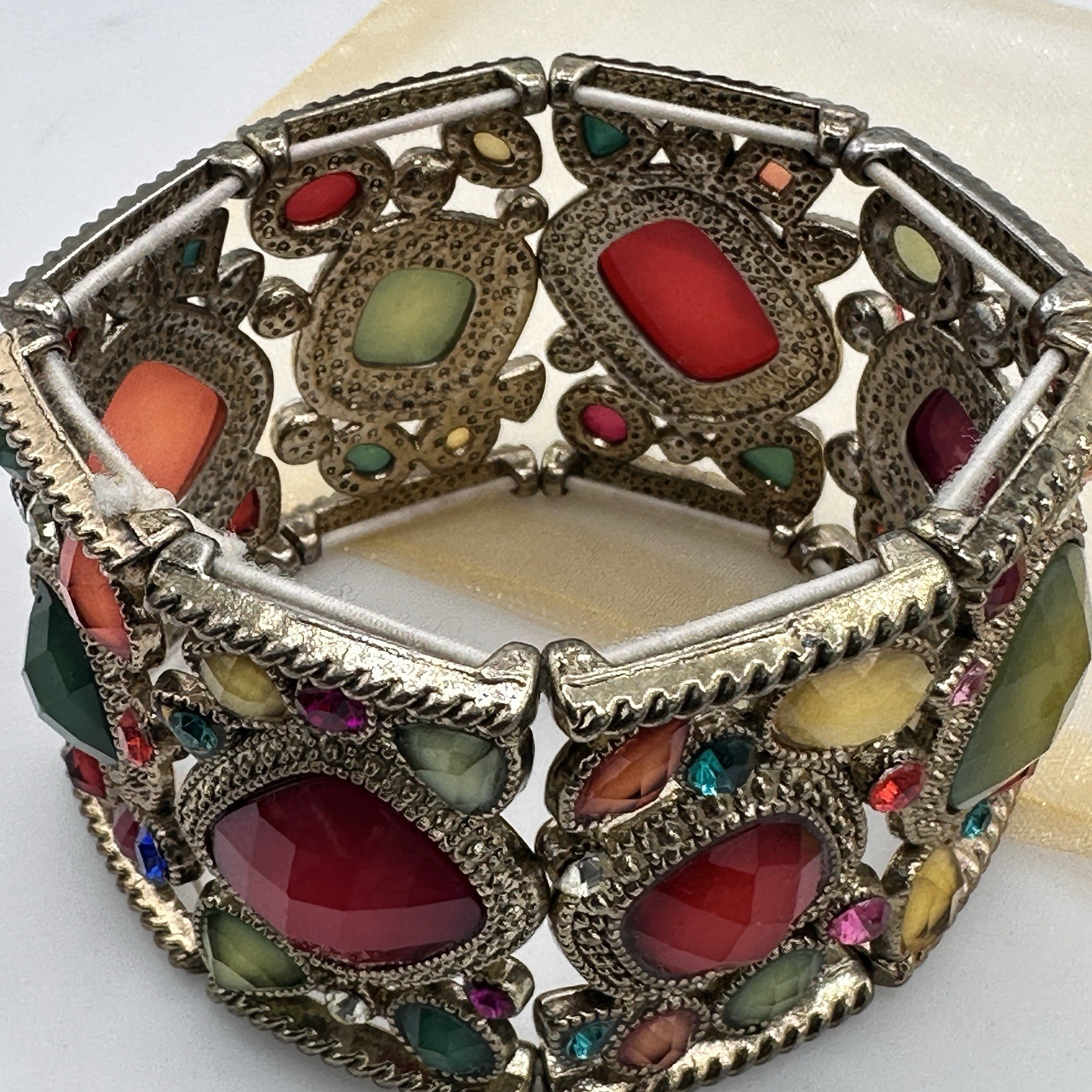 Colorful Multi Stone Statement Stretch Bracelet A… - image 11