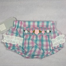 Lil Cactus Baby Girls Smocked Plaid Bloomers Diaper Cover Ruffle 3-6M NWT