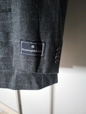 ERMENEGILDO ZEGNA Gray Check Wool SILK CASHMERE Flannel Tweed Blazer Coat 50 40R