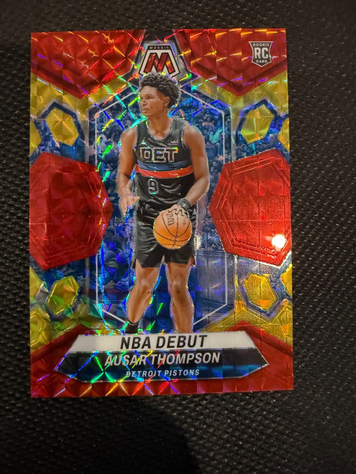 2023 Panini Mosaic Ausar Thompson #262 Choice Red & Yellow Fusion Prizm /75 RC