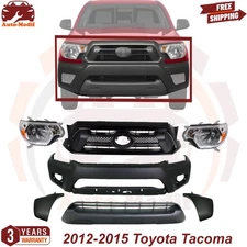 Front Bumper Cover Primed & Headlight Assembly Kit For 2012-2015 Toyota Tacoma