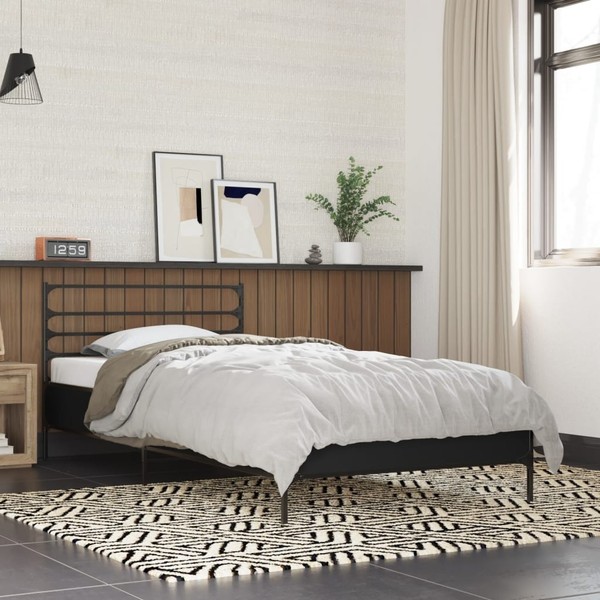 Bettgestell Schwarz 90X200 Cm Holzwerkstoff Und Metall-image