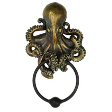Octopus Door Knocker Hand Painted Cold Cast Resin Home Decorative Collectible