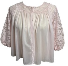 Vintage 60s Vanity Fair Nylon Tricot Bed Jacket Cape Womens Small Pink Coquette